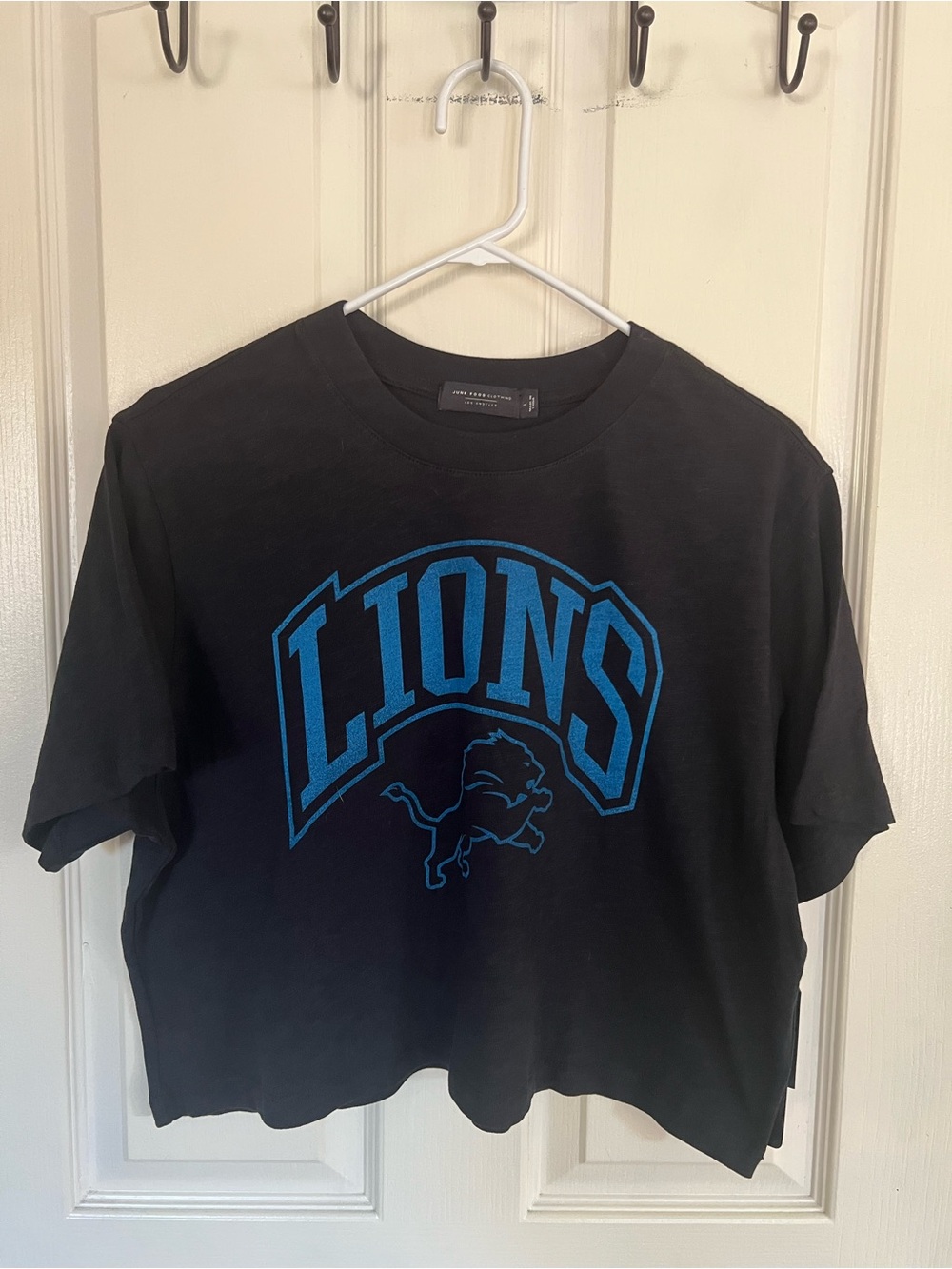 Junk Food Detroit Lions NFL NWT Boxy Crop Tee Black Large